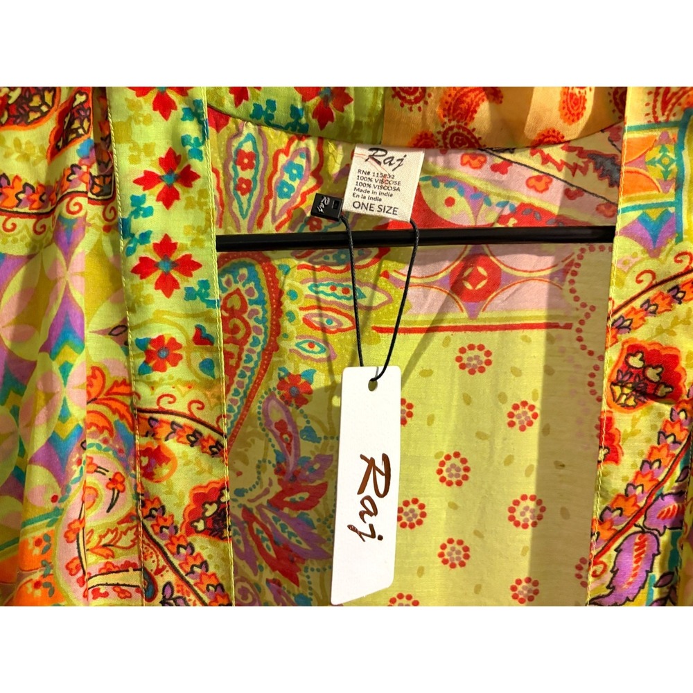 RAJ Paisley Multicolor Kimono Cover, with Pockets,  One Size - NWT - Picture 5 of 5